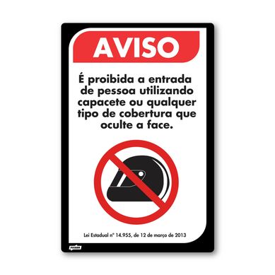 Sinal PVC Proibido Uso de Capacete