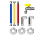 Kit Instalação de Aquecedor a Gás Passagem 40cm+3 Flexíveis Inox+ 3 Canoplas+ 1 Registro+2 Cotovelos