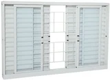 Janela Veneziana Aço 6 Folhas Quadriculada Central 100x150x12cm Pratika