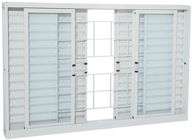 Janela Veneziana Ao 6 Folhas Quadriculada Central 100x200x12cm Pratika