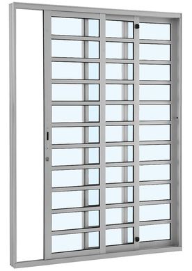 Porta de Correr com Travessa Alumnio 3 Folhas Direita 216x160x12,5cm Alumifort