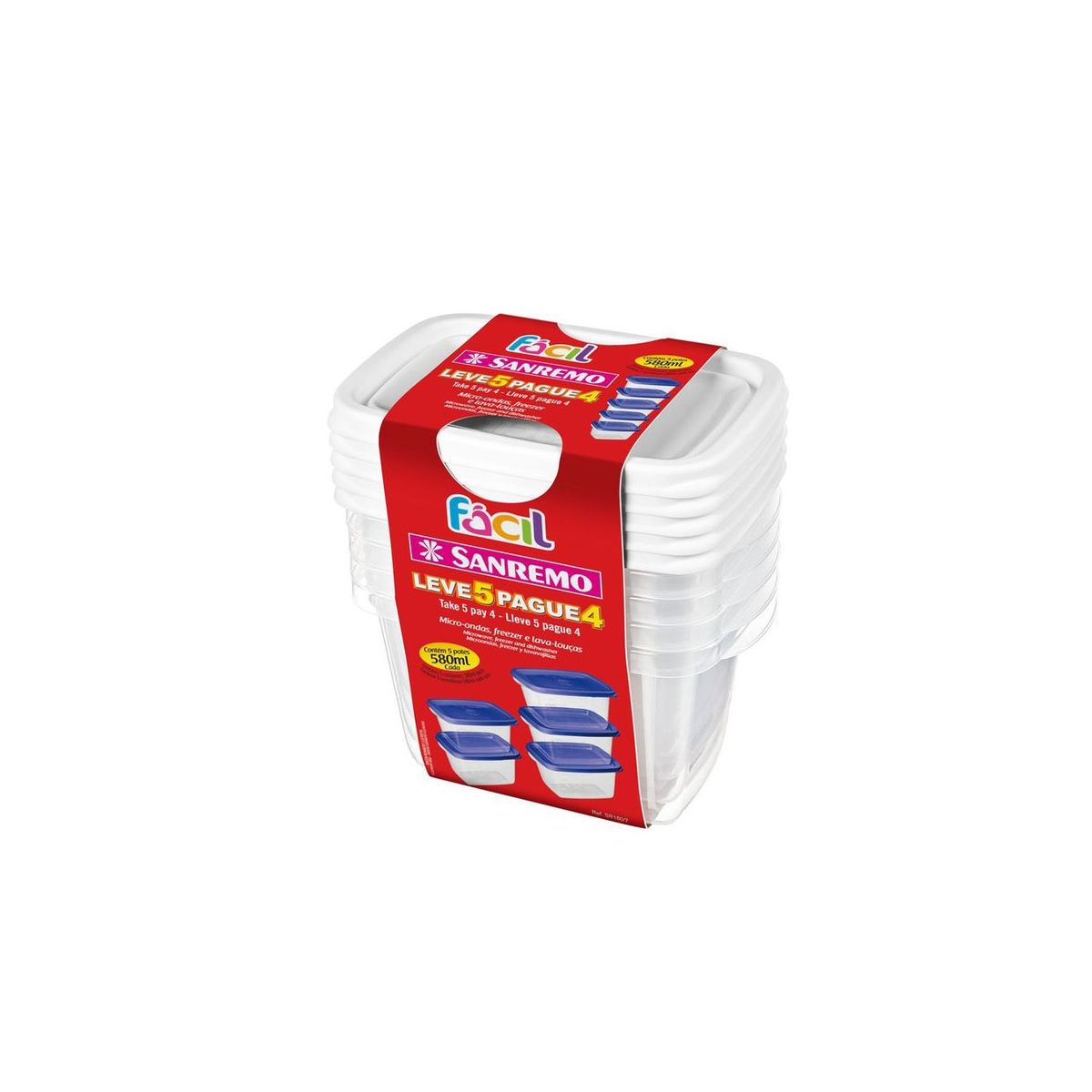 Conjunto Leve 5 Pague 4 Potes 580ml, marca Sanremo - Foto Principal