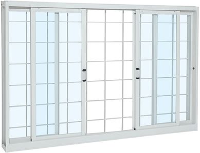 Janela de Correr Ao Branco 4 Folhas Quadriculada Central 120x150x12cm Pratika