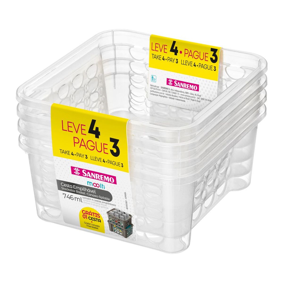Conjunto 4 Cestas 746ml, marca Sanremo - Foto Principal