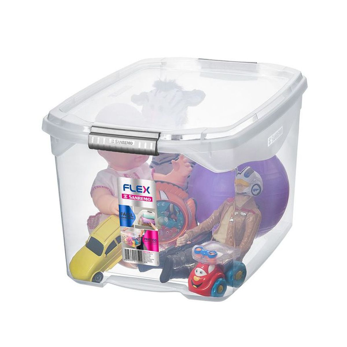 Caixa Organizadora Média 48,7x33,1x27,6cm 29L Cristal, marca Sanremo - Foto Principal