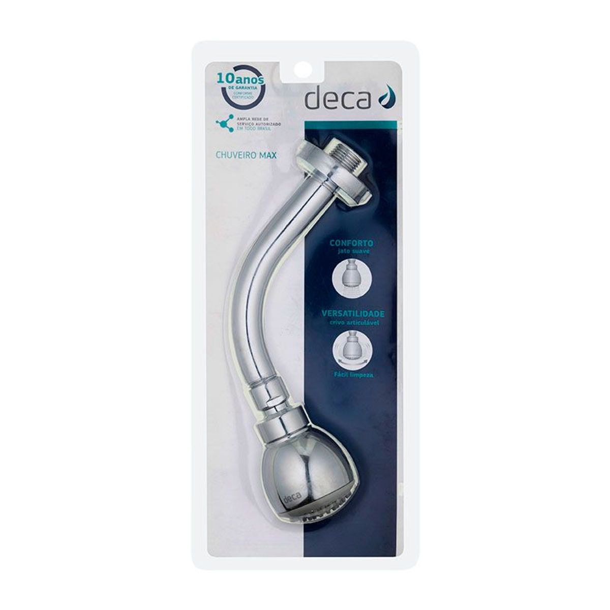 Ducha Redonda de Parede Cromada com Tubo Max, marca Deca - Foto 2