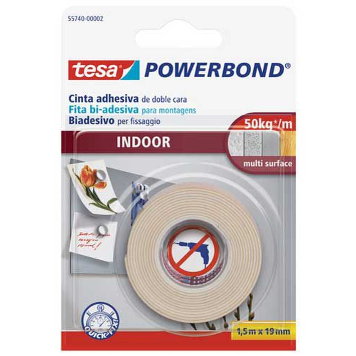 Fita Dupla Face Powerbond, Branco, 1,5x19m, marca Tesa - Foto Principal