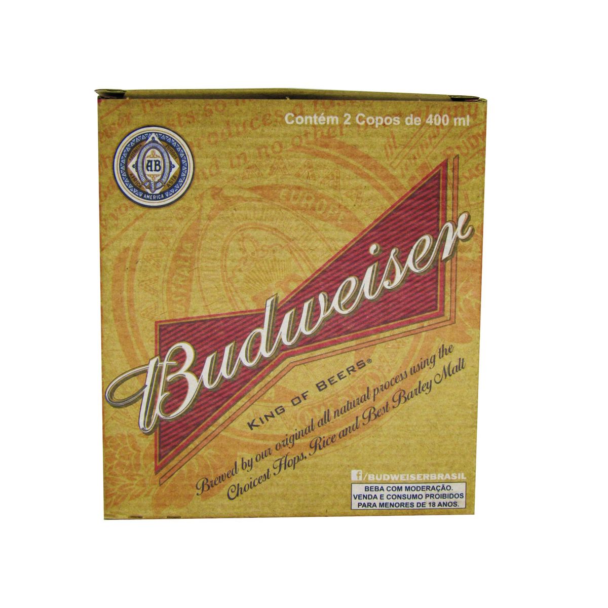 Conjunto de Copos de Cerveja 2 Peças Budweiser 400ml Transparente, marca Globimport - Foto Principal