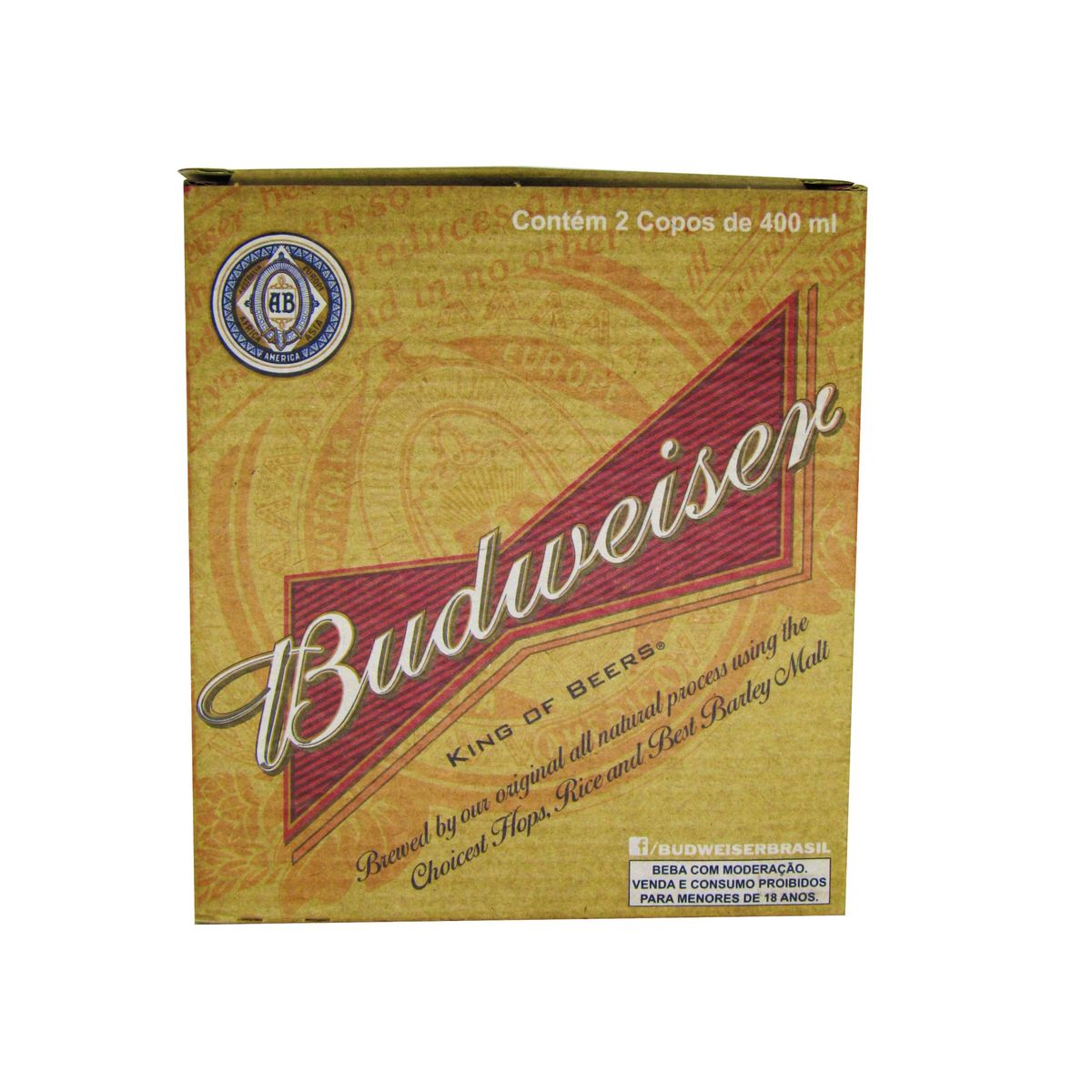 Conjunto de Copos de Cerveja 2 Peças Budweiser 400ml Transparente, marca Globimport - Foto Principal