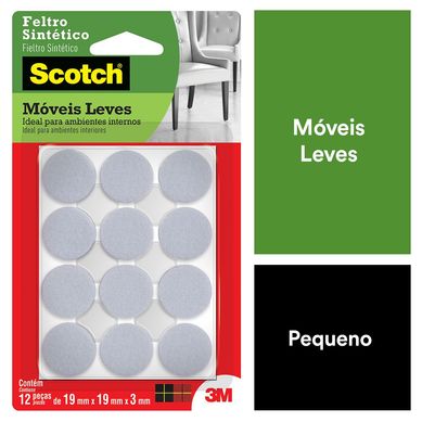 Feltro Sinttico para Mveis Leves 3M Scotch Redondo Branco Pequeno - 12 unidades