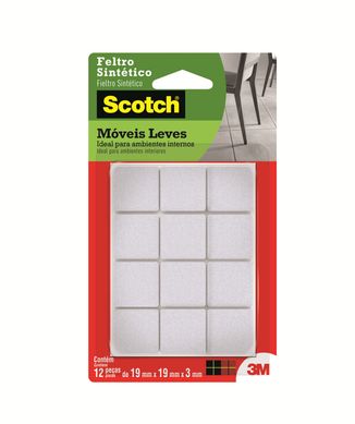 Feltro Sinttico para Mveis Leves 3M Scotch Quadrado Branco Pequeno - 12 unidades