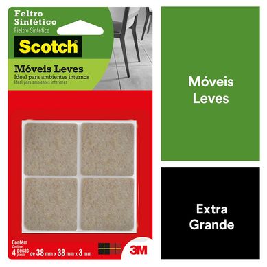 Feltro Sinttico para Mveis Leves 3M Scotch Quadrado Marrom Grande - 4 unidades