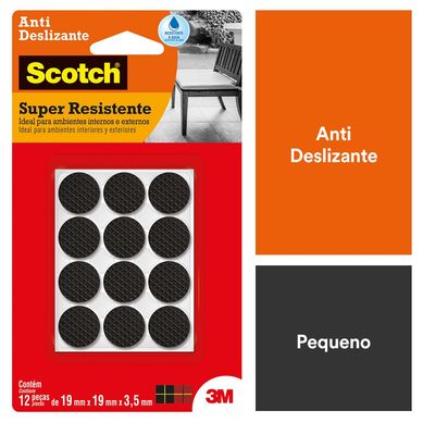 Protetor Antideslizante Redondo Preto Pequeno 12 unidades 3M Scotch