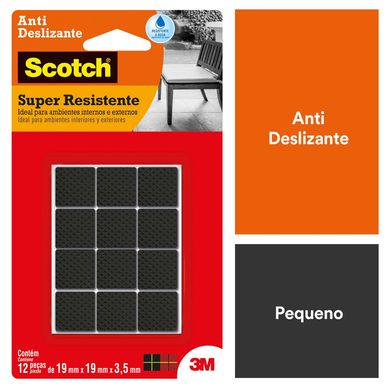 Protetor Antideslizante 3M Scotch Quadrado Preto Pequeno - 12 unidades