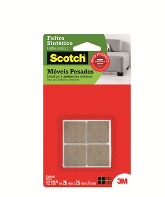 Feltro Sinttico para Mveis Quadrado Marrom Grande 12 unidades 3M Scotch
