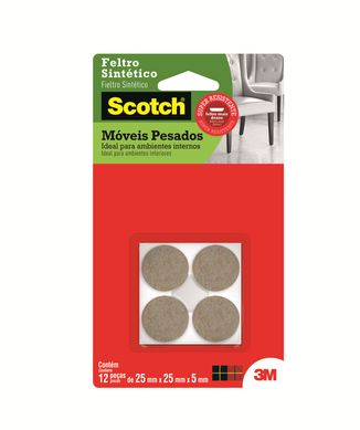 Feltro Sinttico para Mveis Pesados 3M Scotch Redondo Marrom Grande - 12 unidades