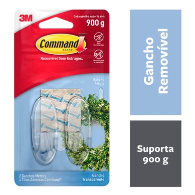 Gancho Adesivo Transparente Mdio 2 unidades 3M