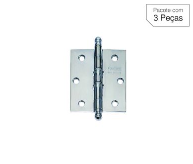 Dobradia Cromo Acetinado de Ao para Porta 3x2,5 