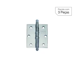Dobradiça Cromo Acetinado de Aço para Porta 3x2,5 " Modelo 1500 3 peças