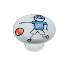 Puxador Il1754 Menino Futebol, Cerâmica, 3,7cm