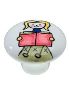 Puxador Il1756 Menina Estudante, Cerâmica, 3,7cm