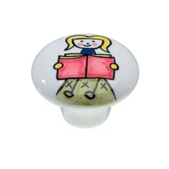 Puxador Il1756 Menina Estudante, Cerâmica, 3,7cm