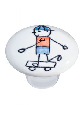 Puxador Il1746 Menino Skate, Cermica, 3,7cm