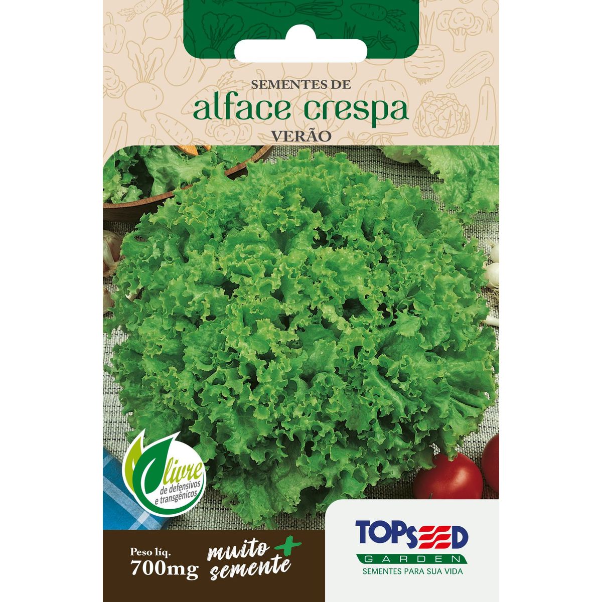 Semente Horta Alface Crespa Verão, marca Topseed Garden - Foto Principal