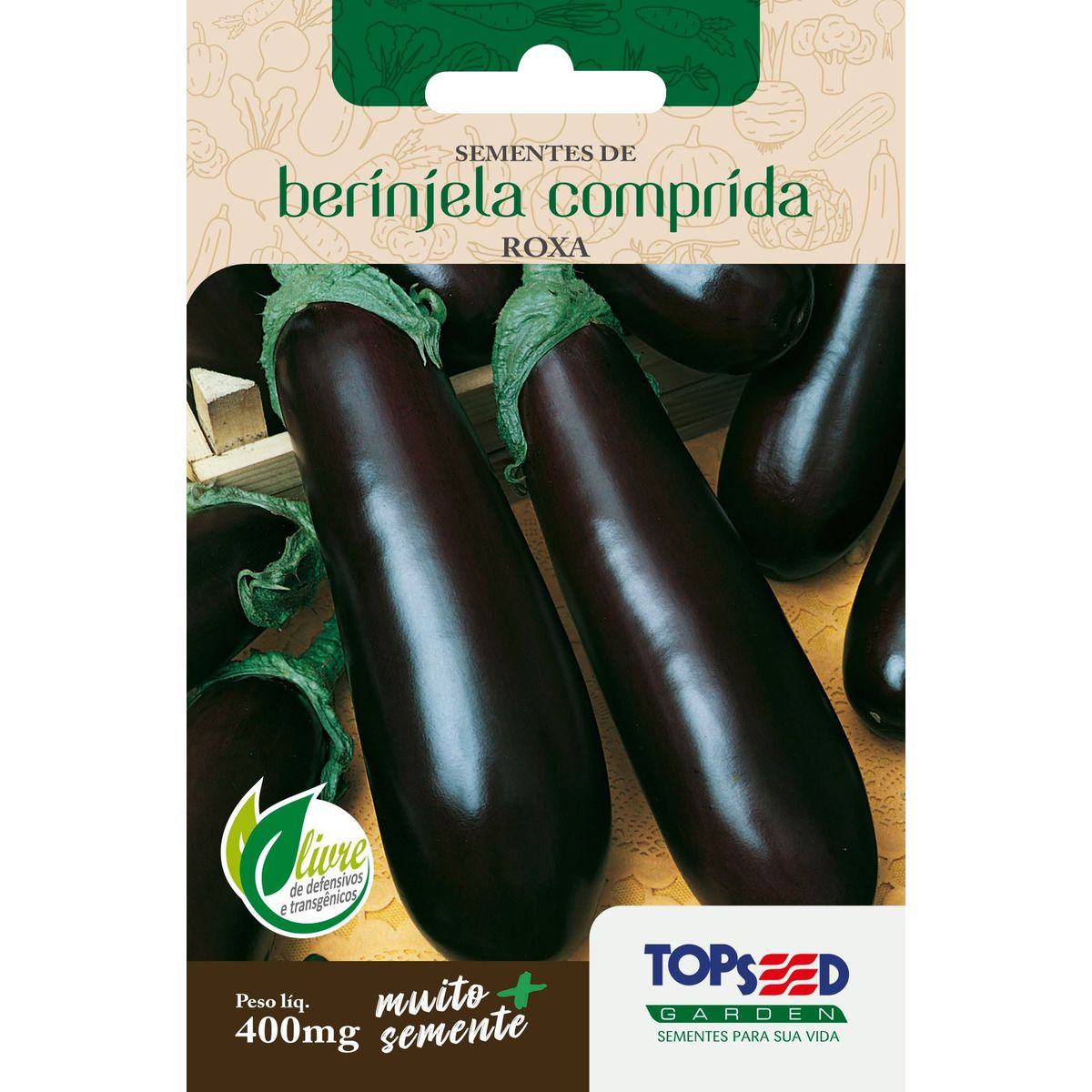 Semente Horta Berinjela Comprida, Roxa, marca Topseed Garden - Foto Principal