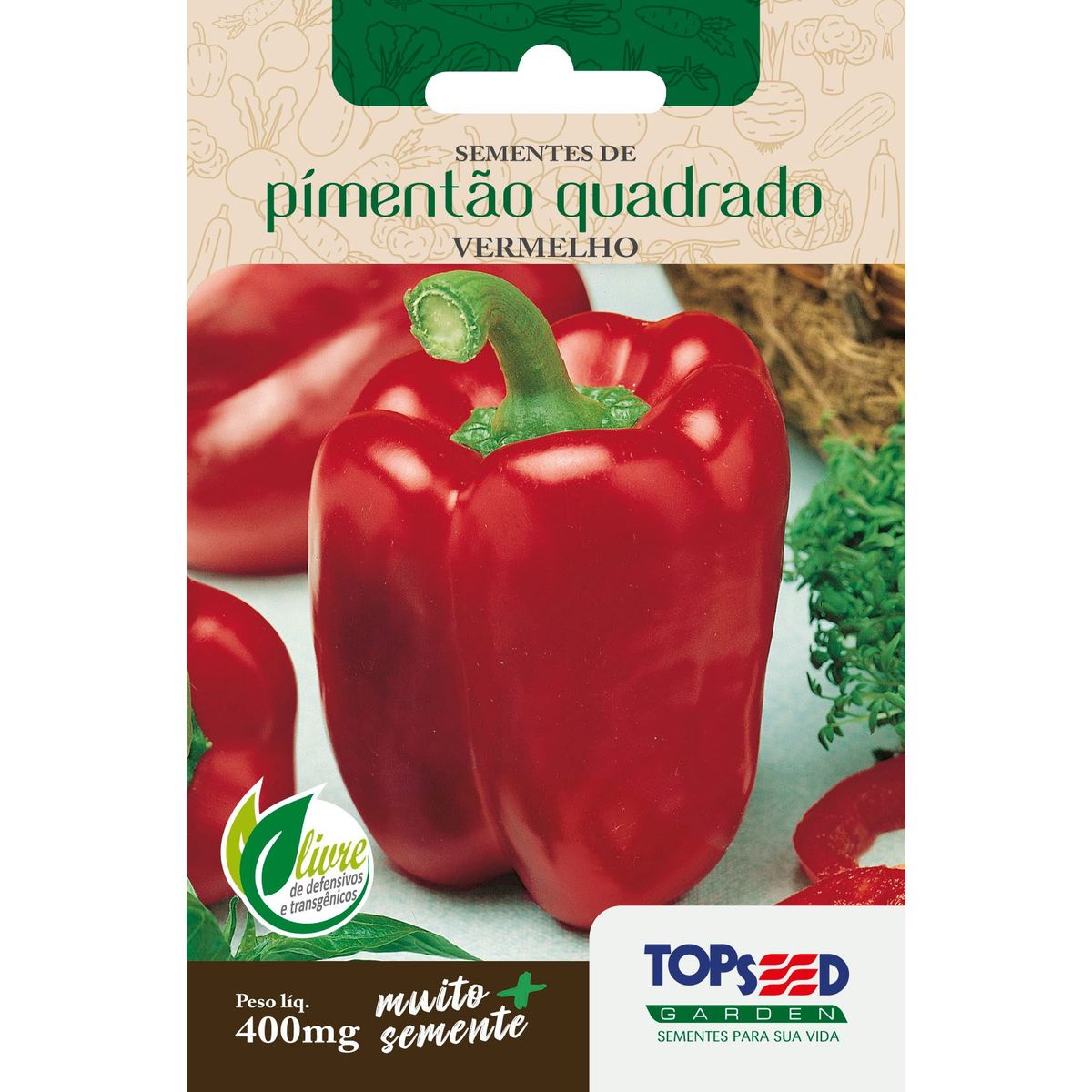 Semente Horta Pimentão Quadrado, Vermelho, marca Topseed Garden - Foto Principal
