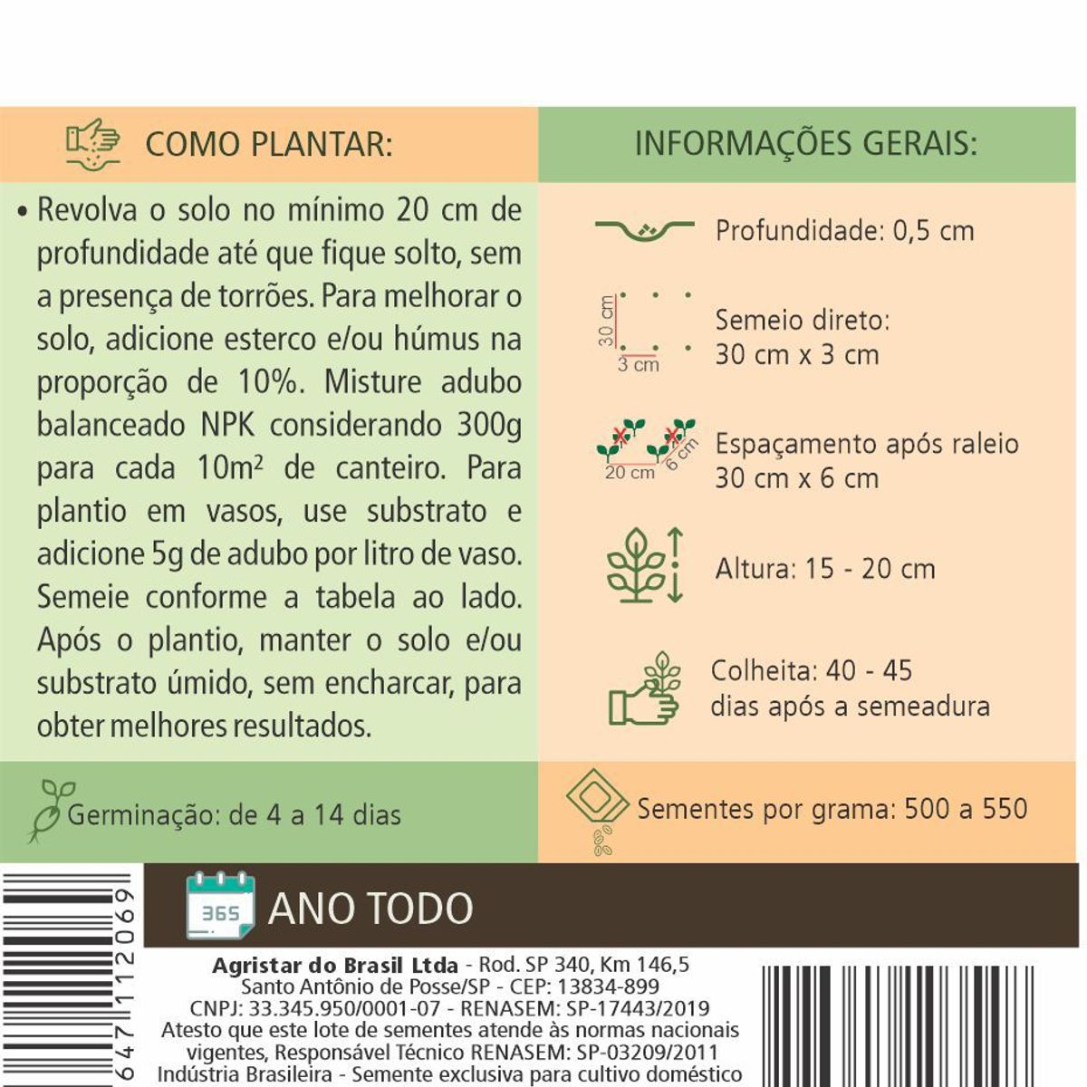Semente Horta Rúcula Folha Larga, marca Topseed Garden - Foto 2