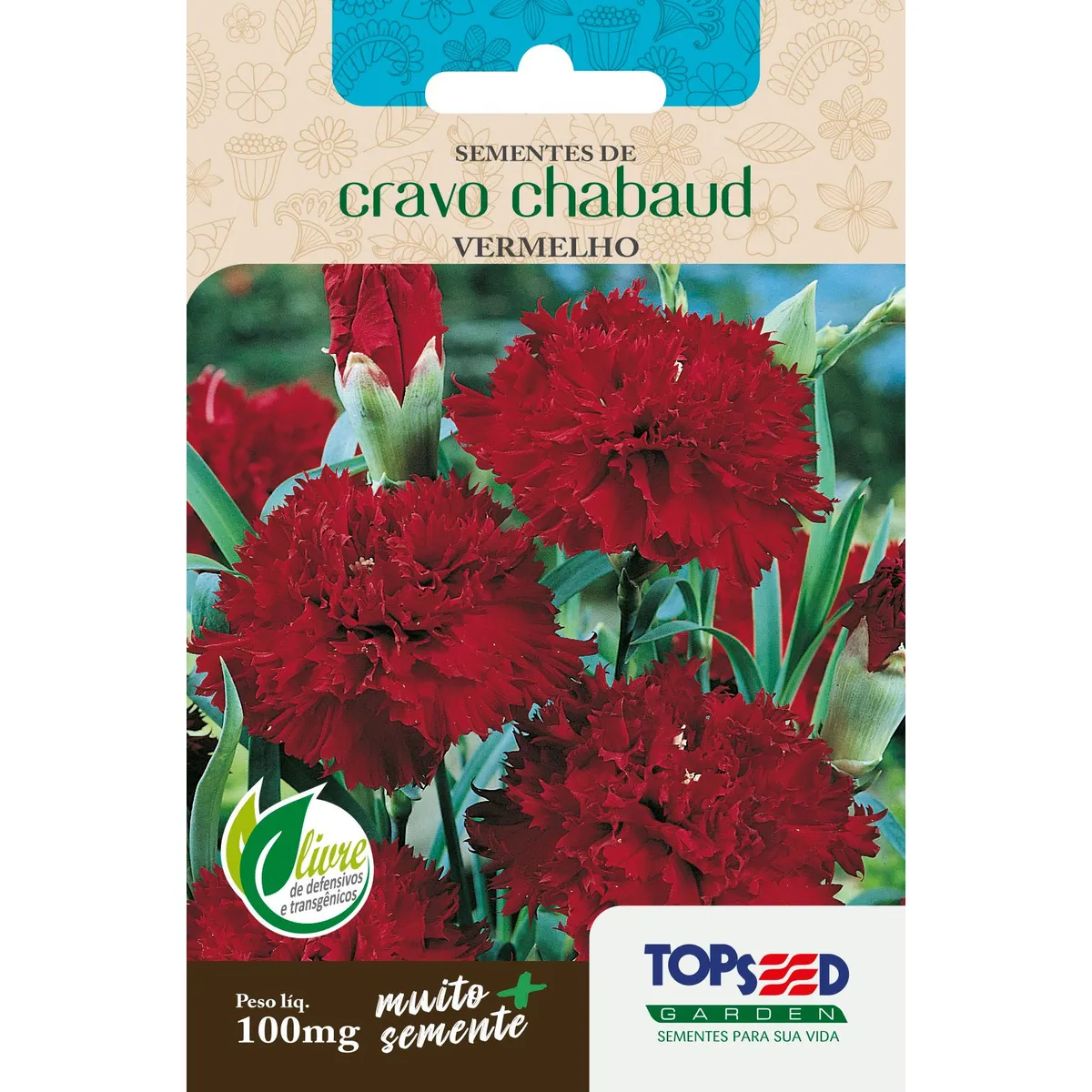 Semente Flor Cravo Chabaud, Vermelho, marca Topseed Garden - Foto Principal