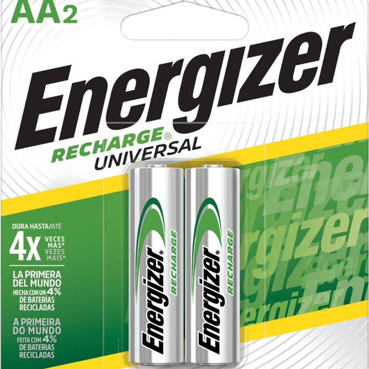 Pilha Pequena AA Recarregável 2000Mah com 2 Unidades, marca Energizer - Foto Principal