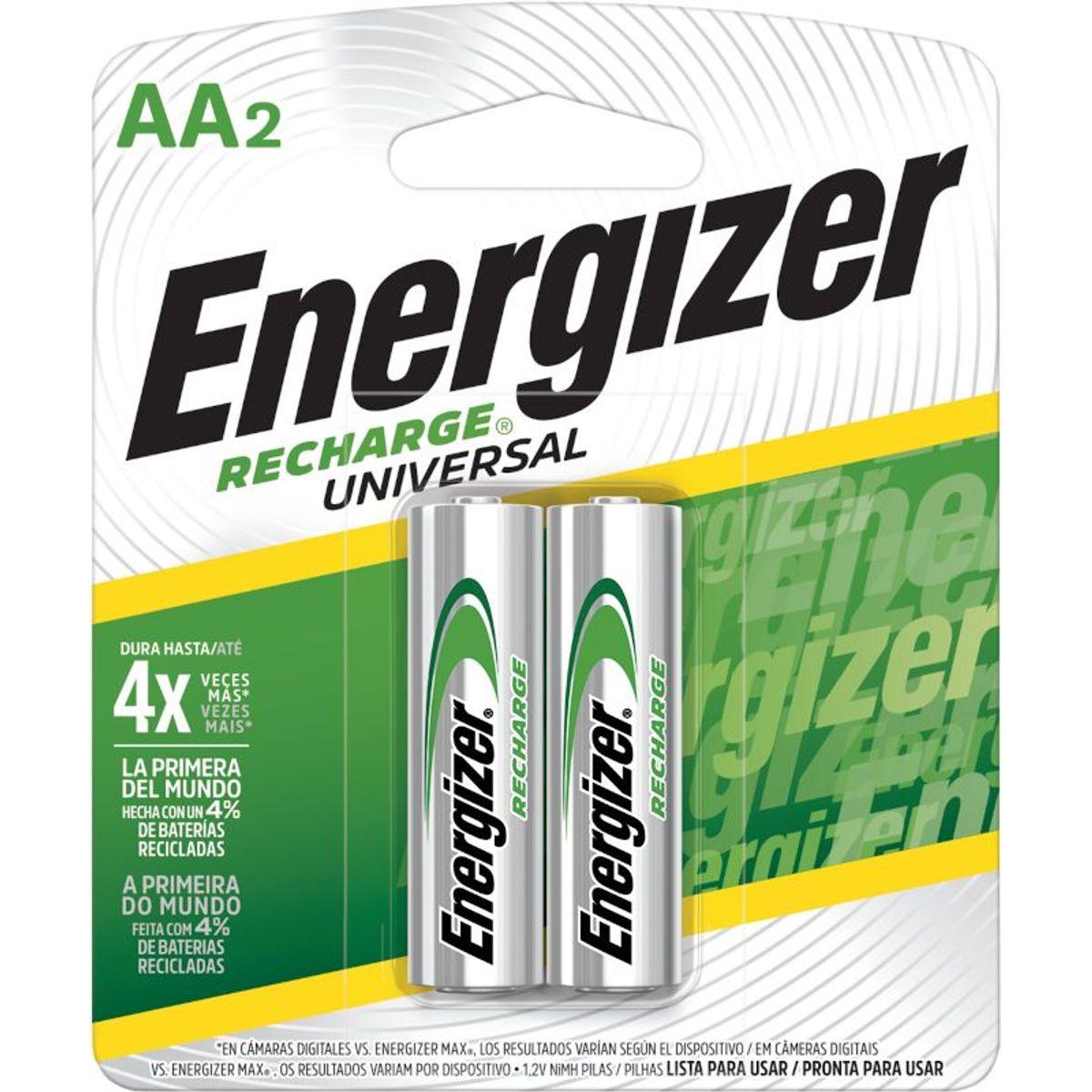 Pilha Pequena AA Recarregável 2000Mah com 2 Unidades, marca Energizer - Foto Principal