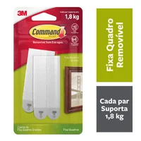 Fixa Quadros Adesivo Removível sem Estragos Branco Grande 2 Pares