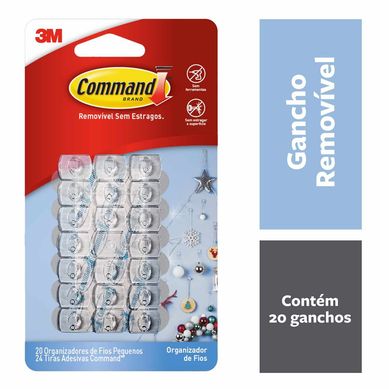 Organizador de Fios 3M Command Transparente Pequeno - 20 unidades