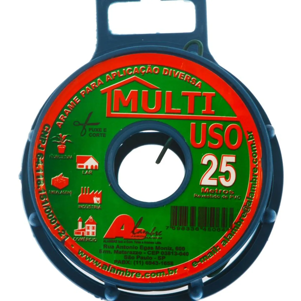 Arame Multiuso Fio BWG 26 com PVC, Verde, 25cm, marca Alambre - Foto Principal