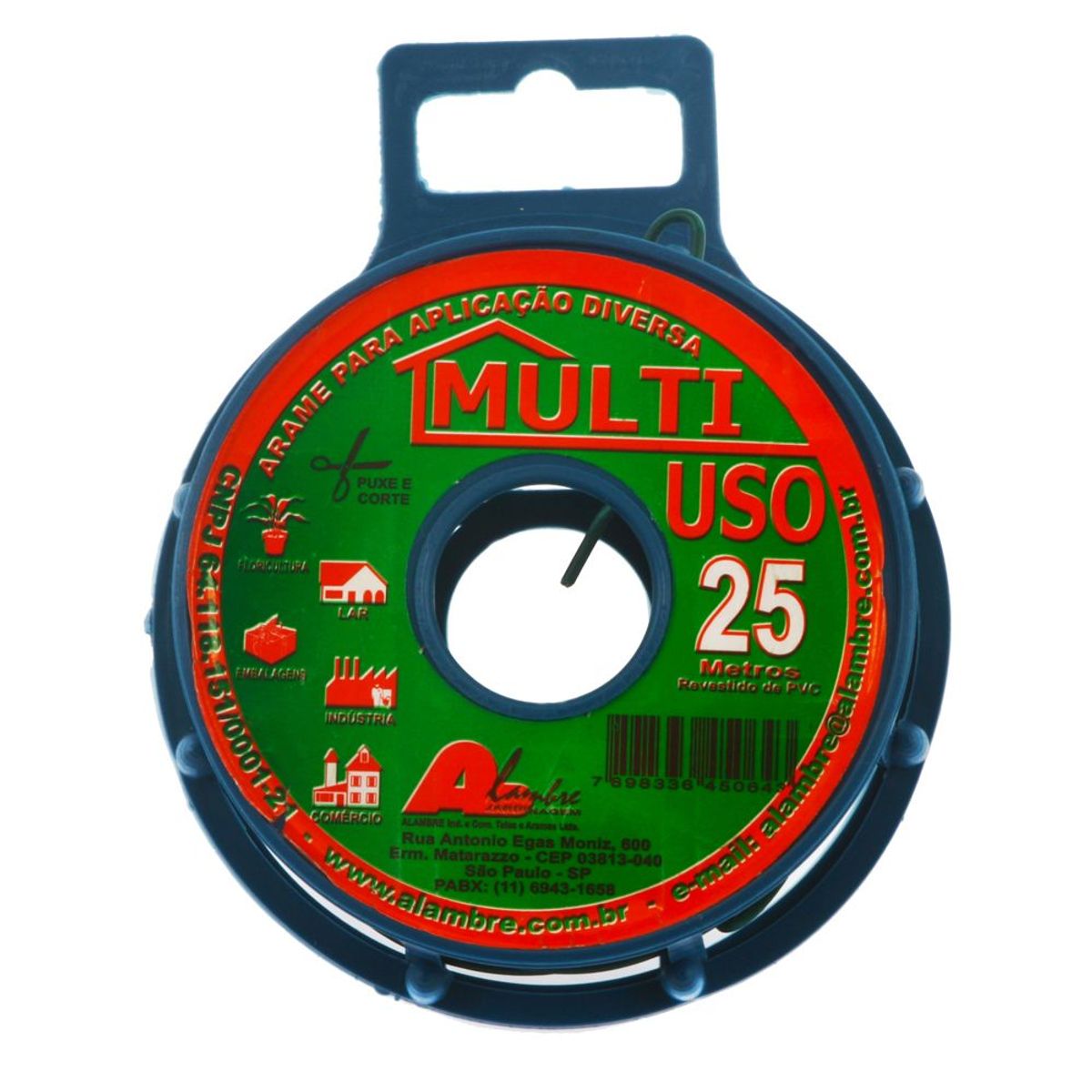 Arame Multiuso Fio BWG 26 com PVC, Verde, 25cm, marca Alambre - Foto Principal