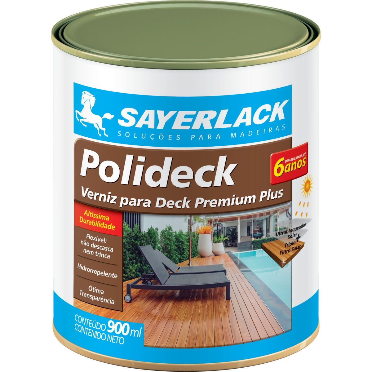 Verniz Polideck Semibrilho 0,9L Natural Sayerlack, marca Sayerlack - Foto Principal