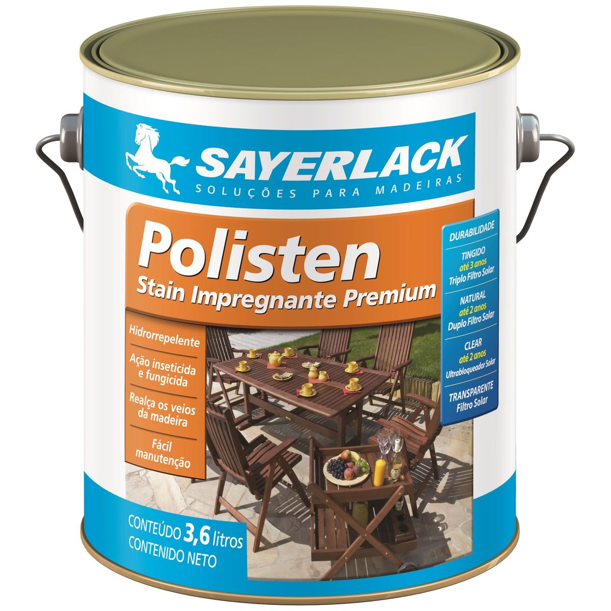 Verniz Stain Polisten Clear 3,6L Transparente Sayerlack, marca Sayerlack - Foto Principal