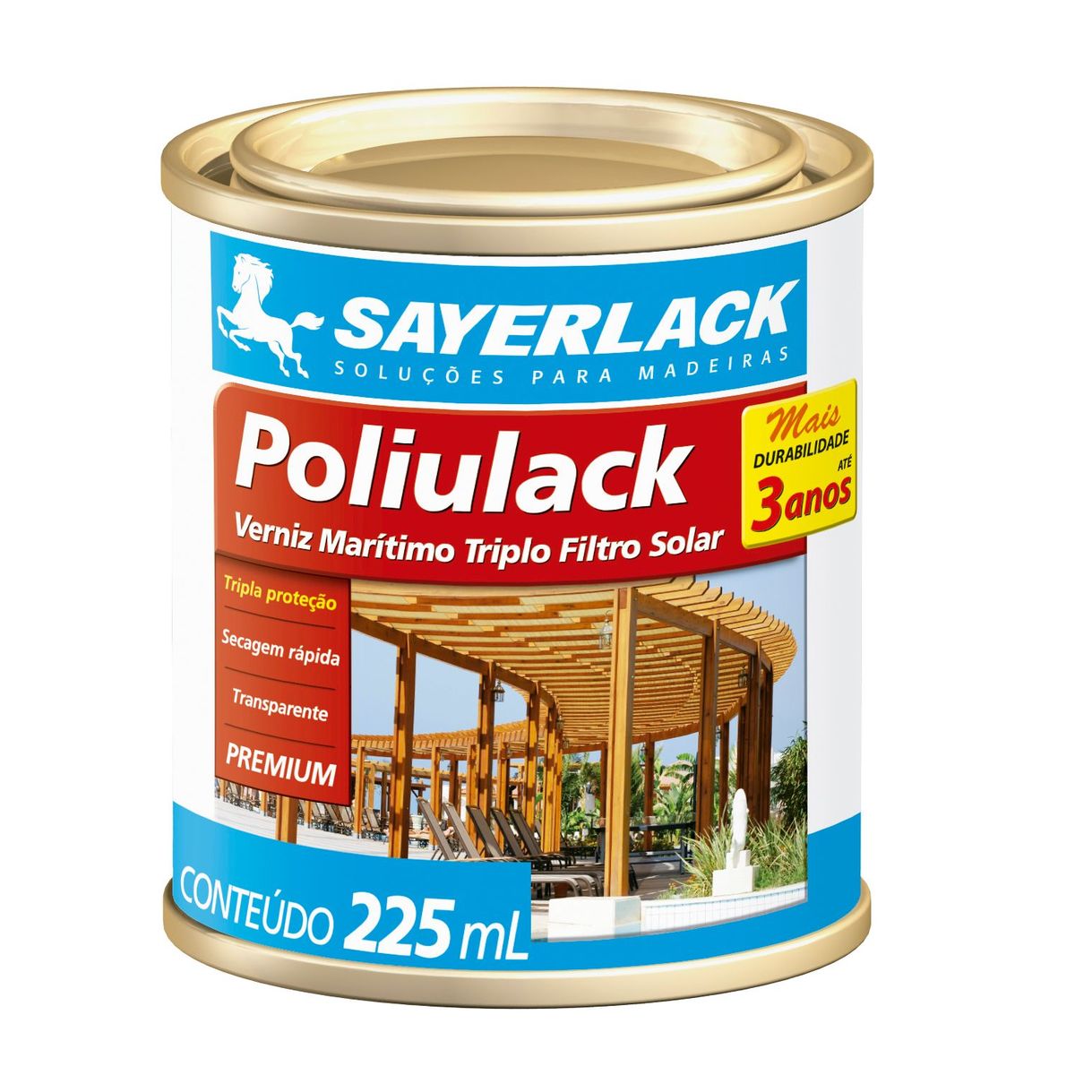 Verniz Marítimo Poliulack 1/16 Brilhante 225ml Transparente Sayerlack, marca Sayerlack - Foto Principal