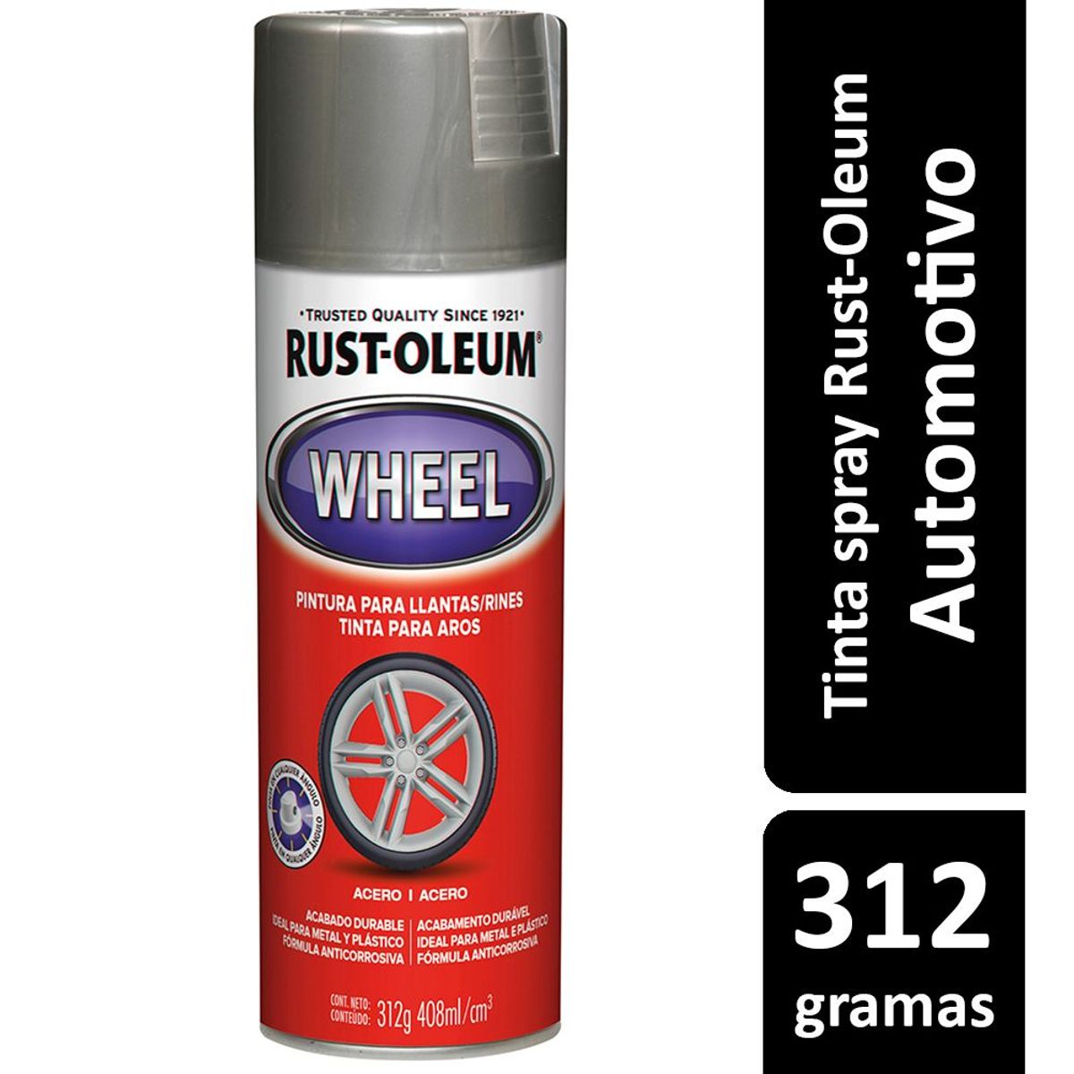 Tinta Spray Brilhante Automotivo Rodas e Calotas 312ml Aço, marca Rust-Oleum - Foto Principal
