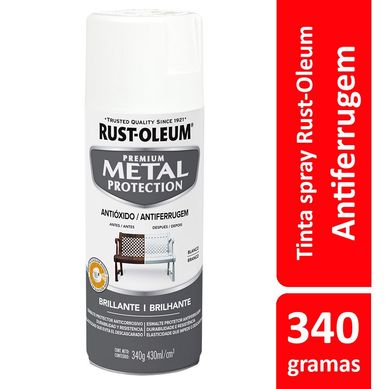 Tinta Spray Brilhante Metal Protection 340ml Branco