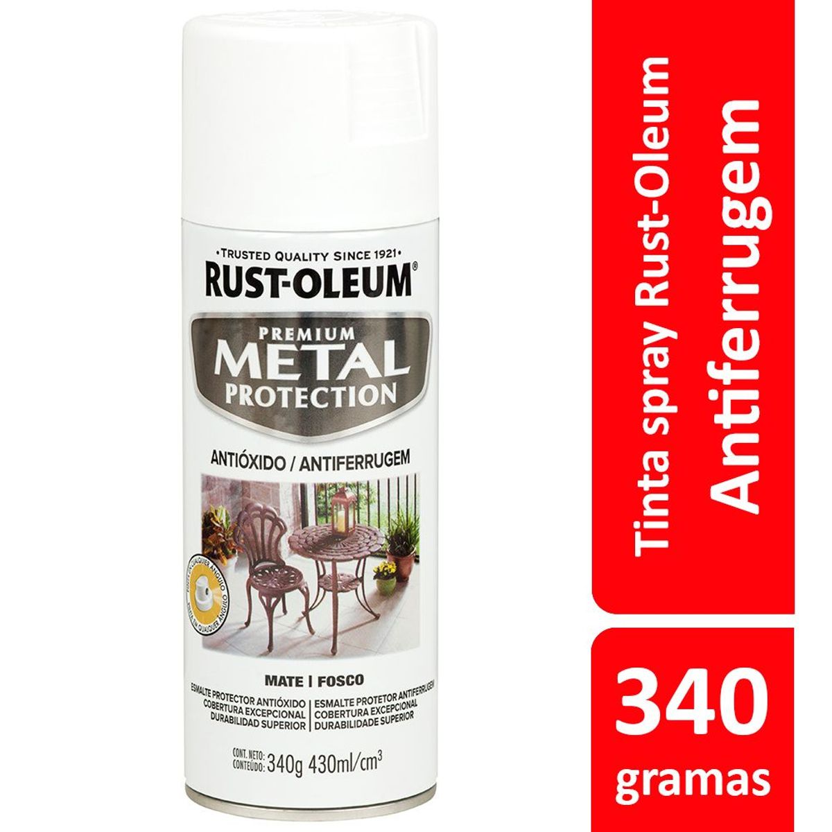 Rust-Oleum - Tinta Spray Fosco Metal Protection 340ml Branco