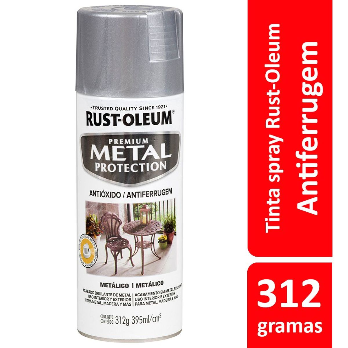 Tinta Spray Brilhante Metal Protection 340ml Prata, marca Rust-Oleum - Foto Principal