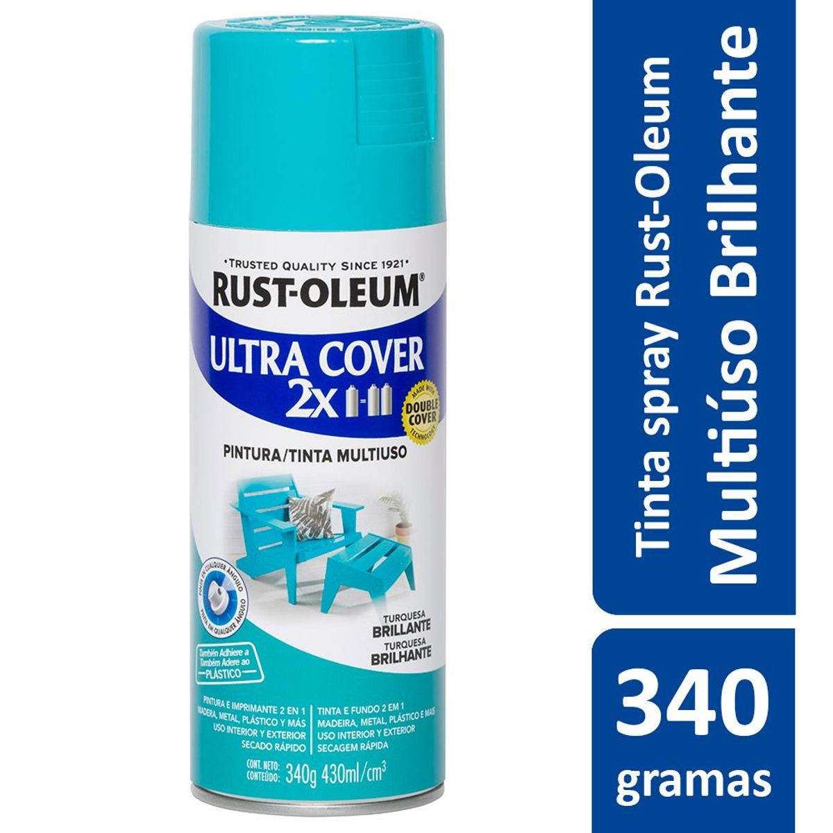 Tinta Spray Brilhante Ultra Cover 430ml Turquesa, marca Rust-Oleum - Foto Principal