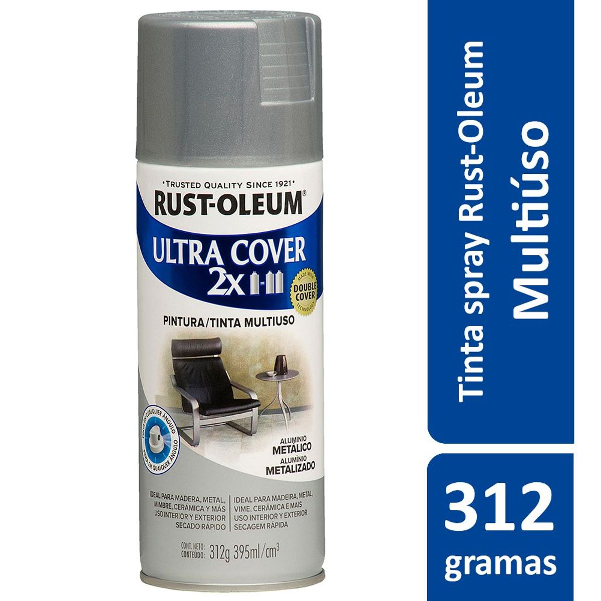 Tinta Spray Brilhante Ultra Cover 430ml Alumínio, marca Rust-Oleum - Foto Principal