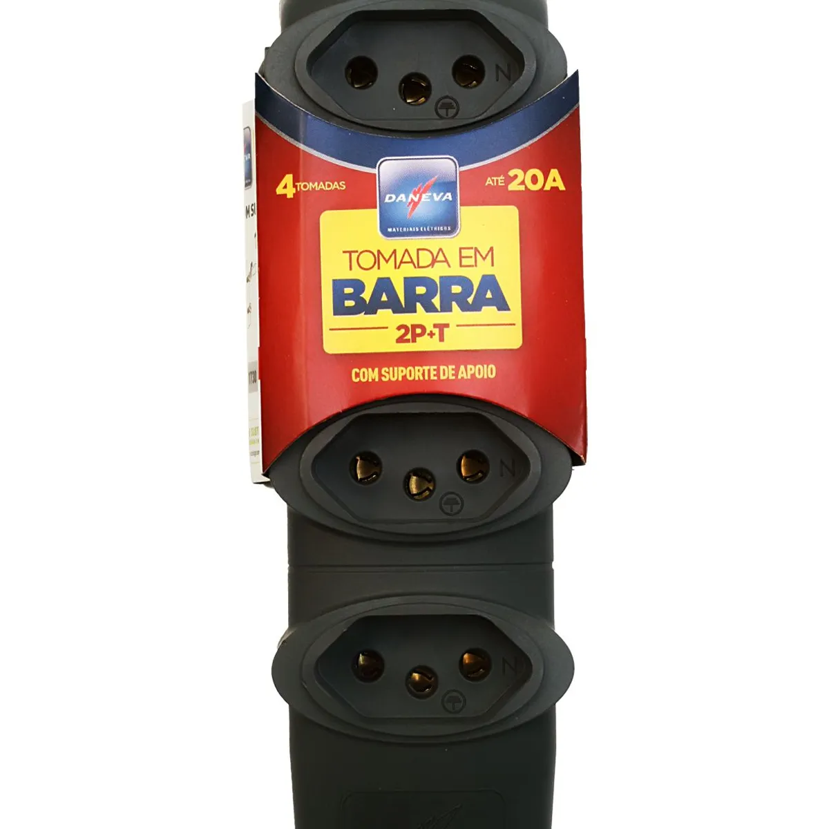 Tomada Em Barra Para Extensão 3 Pinos 2P+T 20A 3 Tomadas, marca Daneva - Foto Principal