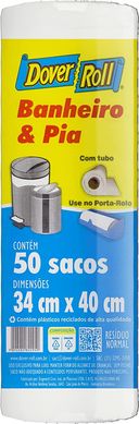 Saco de Lixo para Banheiro e Pia com 50 Unidades Branco 40x22x27cm