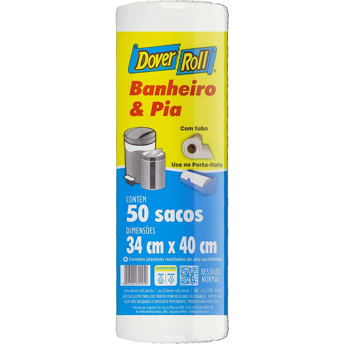 Saco de Lixo para Banheiro e Pia com 50 Unidades 40x22cm Branco Dover-Roll, marca Dover-Roll - Foto Principal